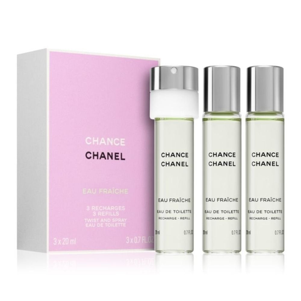 tøj Pest Forpustet Chanel Chance Eau Fraiche Twist Spray edt Recharge Refill 3pcs x 20ml |  Ichiban Perfumes & Cosmetics