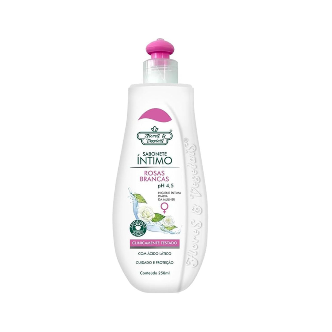 Flores E Vegetais Rosas Brancas Sabonete Intimo 250ml