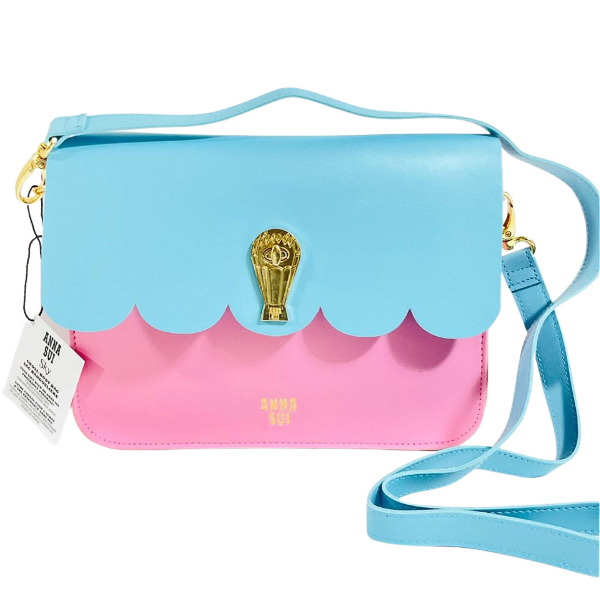 Anna Sui Sky Cross Body Bag Pink Light Blue